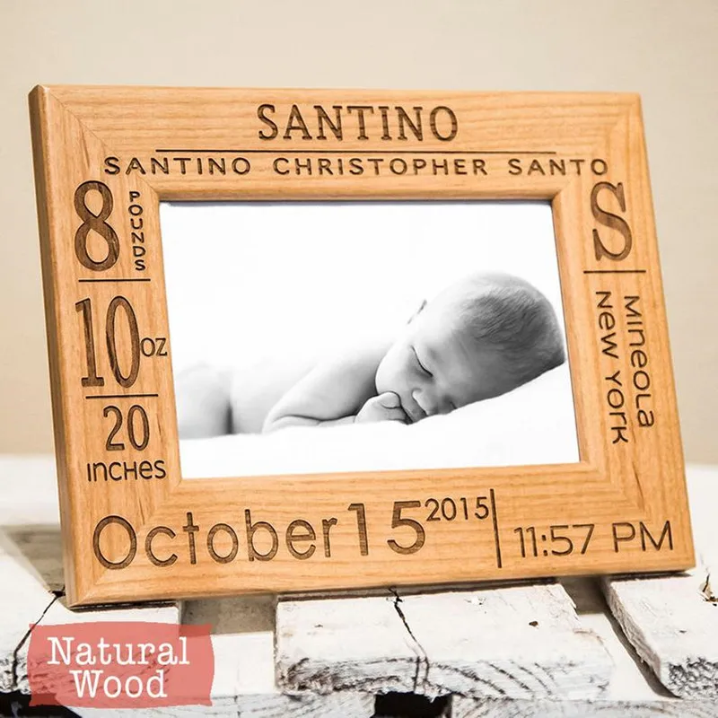Engraved new baby Picture frames custom Birth Announcement photo Frame Gifts for New Parents shower gift Nursery decor | Дом и сад