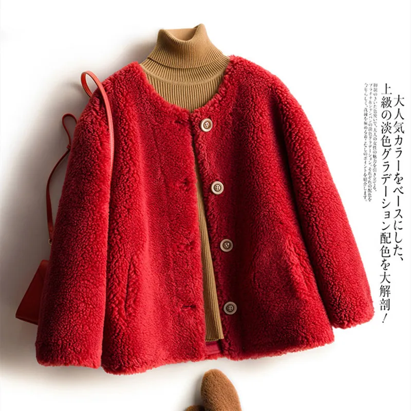 

BARESKIY cashmere sweater female new round neck knit coat short section slim thick cardigan long sleeve solid color women's coat