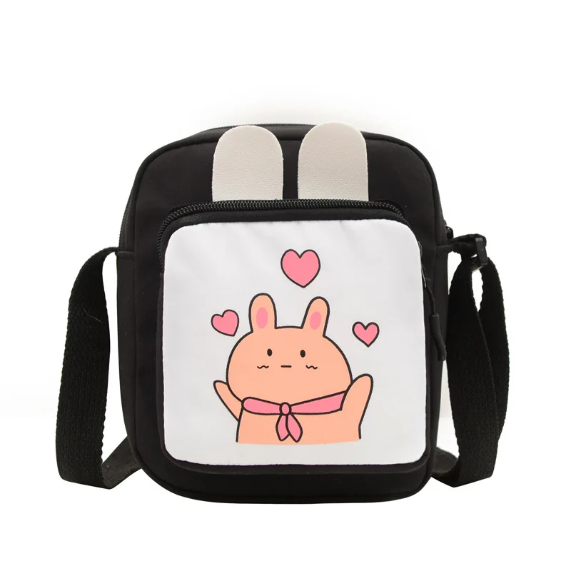 

Hot Women Canvas Zipper Bag Cartoom Color matching Student Tote Shoulder Messenger Bag Small Crossbody Travel Purse and Handbag
