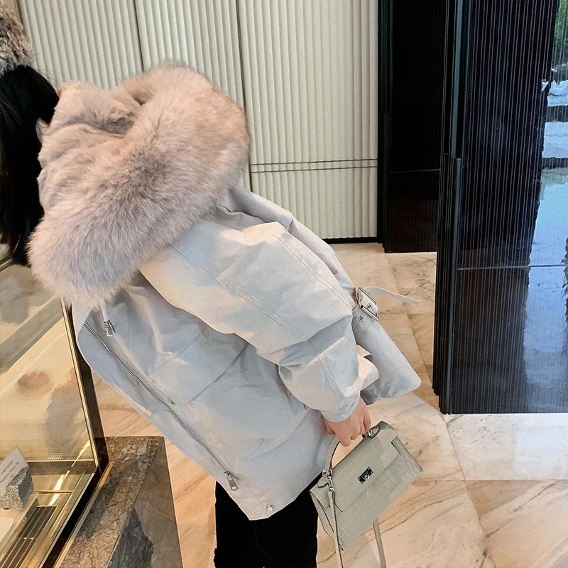 

2021 New Winter Safari Style Women Parkas Detachable Real Fur Liner Hooded Thick Warm Loose Women Winter Coat