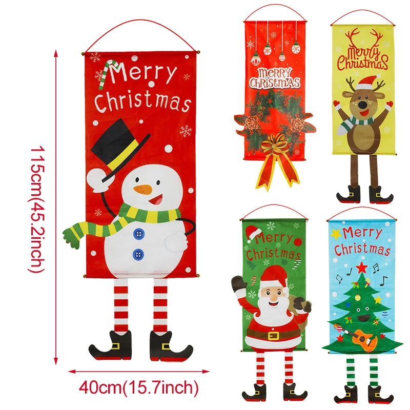 

Merry Christmas Porch Door Banner Hanging Ornament Christmas Santa Elk Flag Decoration Home Garden Xmas 2020 Happy New Year 2021