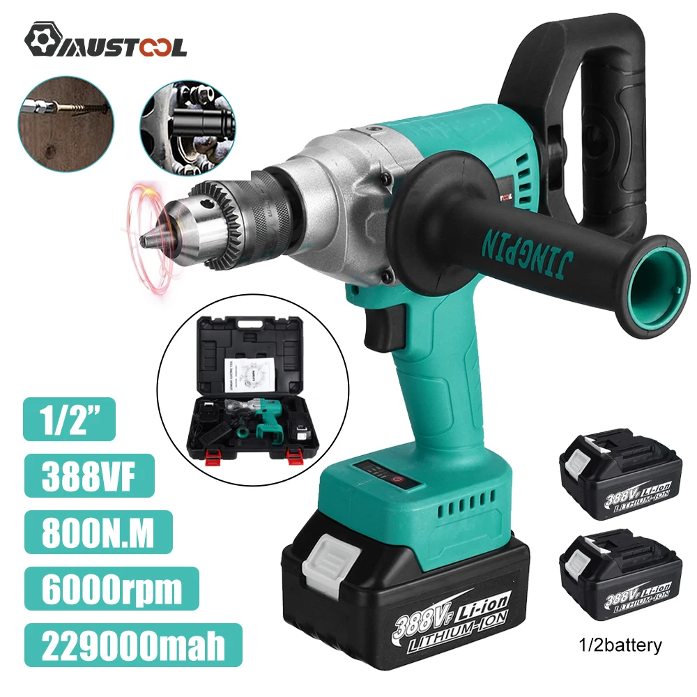 

MUSTOOL 800W 13mm Brushless Electric Drill 800N.M Cordless Electric Screwdriver 1/2" Chuck Ice Drill Fishing For Makita 18V