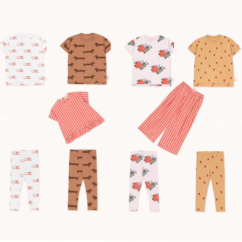 Футболка и леггинсы для мальчиков девочек х/б в клетку | Детская одежда обувь