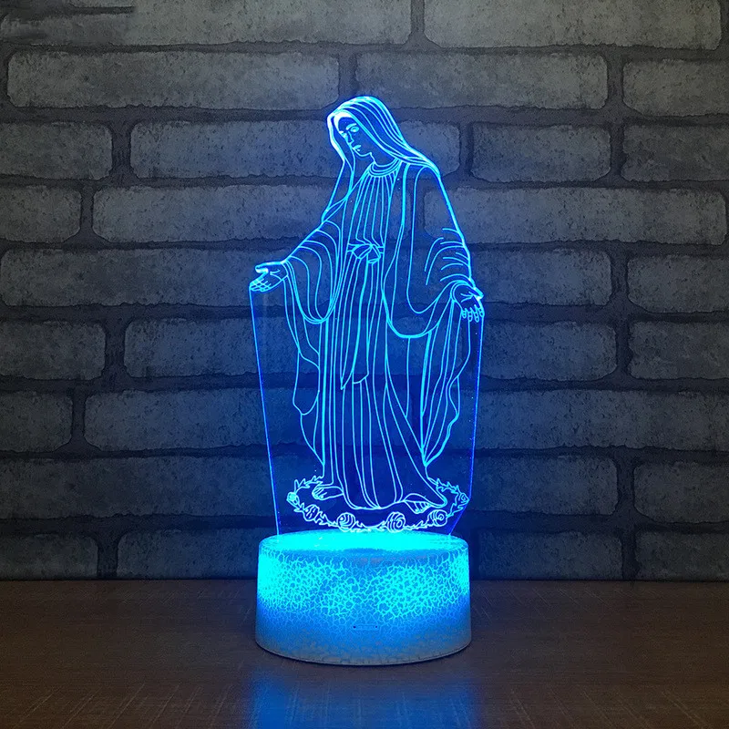 Blessed Virgin Mary 7 цветов светодиодный ночник для детей сенсорный Usb стол Lampara Lampe