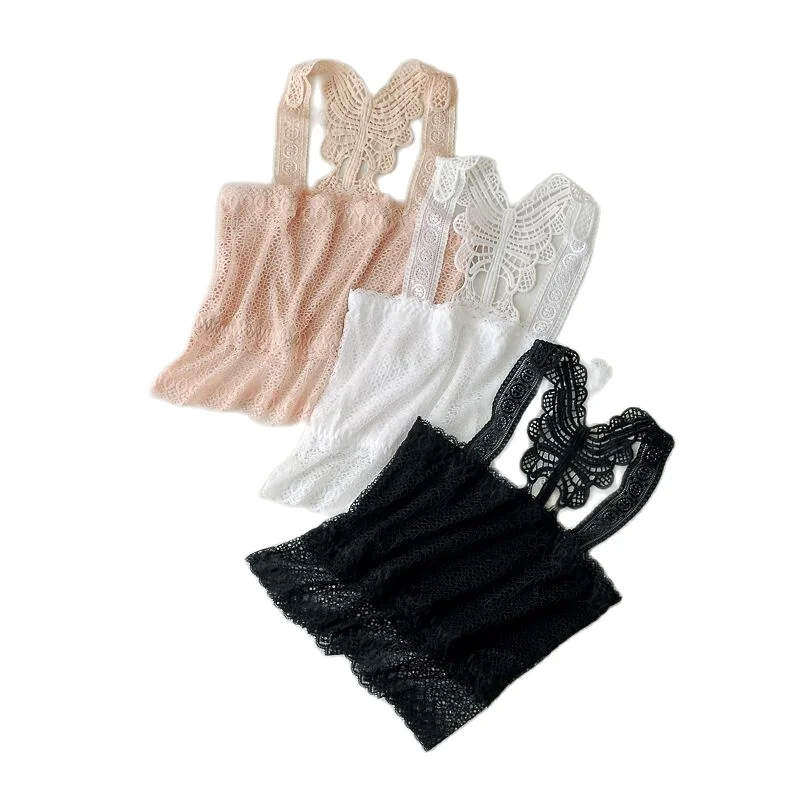 Женские майки модные летние кружевные эластичные с бабочками повседневные