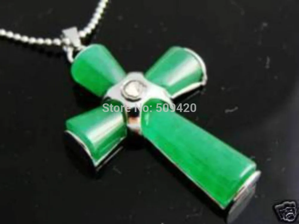 Free Shipping Wholesale&gt&gt&gt5PCS Hot Sell! New Charming Asian Green Jade Cross Pendant necklaces | Charms
