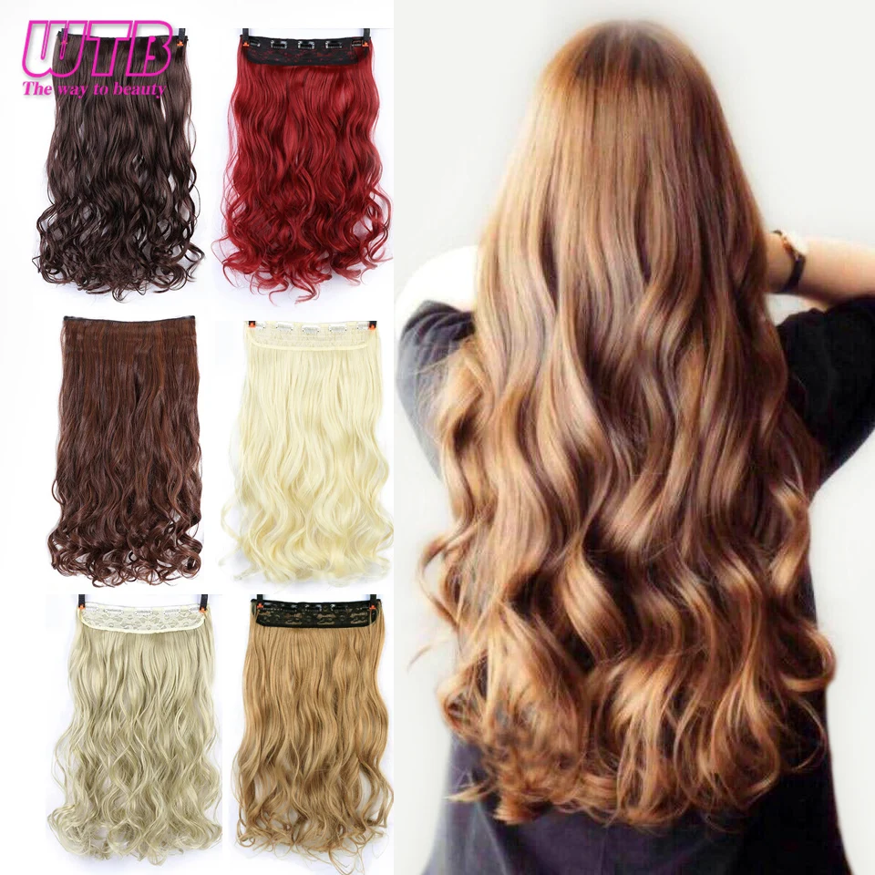 WTB женские длинные волнистые синтетические натуральные волосы на заколках для