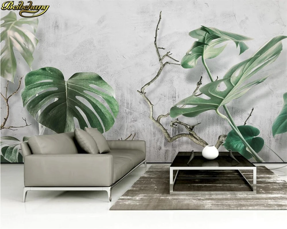 3d обои на заказ зеленый monstera дерево ветка девственница лес стерео ТВ фон стены papel