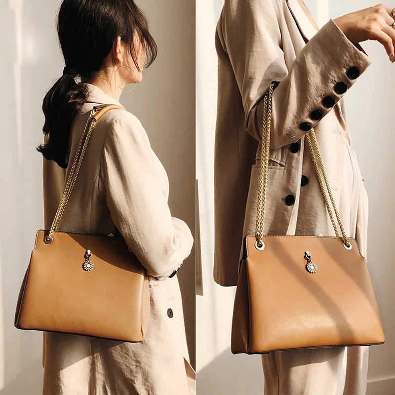 

Women's Handbag Genuine Leather Chain Shoulder Bag Large Capacity Vintage Luxury Handbags Women Bags Designer High Quality