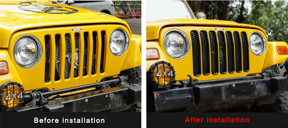 MOPAI для Jeep Wrangler TJ 1997-2006 сетка передняя вставка решетка крышка отделка автомобиля наружное украшение ABS наклейки для автомобиля Стайлинг