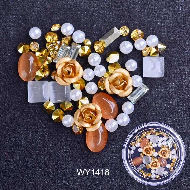 WY1418 3D ногтей Стразы, Роза ювелирных изделий различных DIY драгоценные камни Очаровательная обувь украшенная разноцветными стразами ногтей гель для украшения с блестками и украшениями, аксессуары для ногтей - Цвет: WY1418