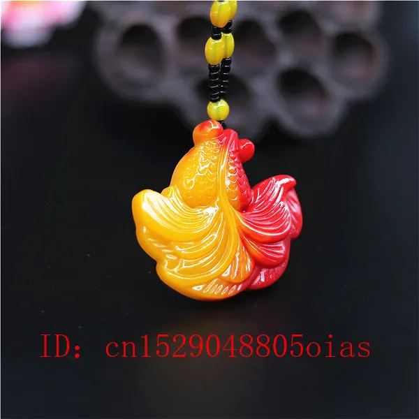 Натуральный красный желтый нефрит камень Золотая рыбка ожерелье из бисера