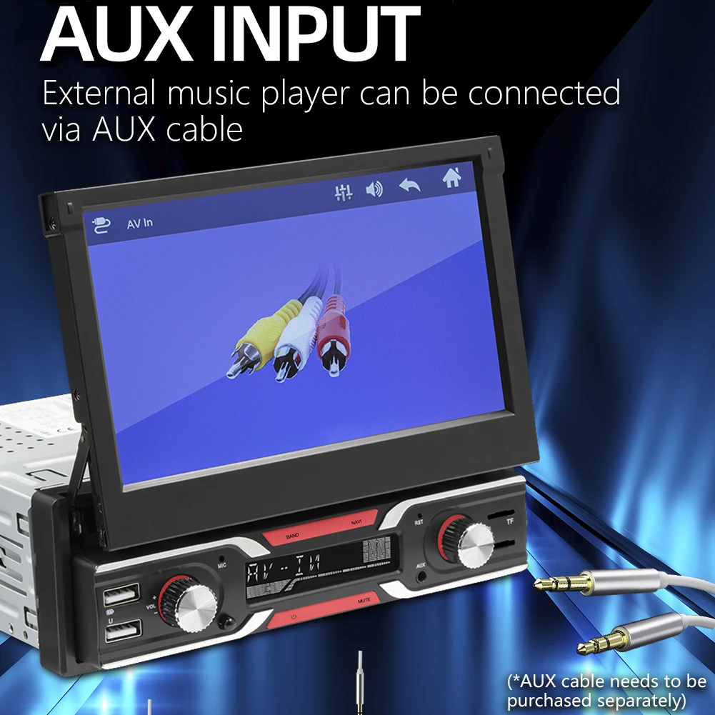 

Charging Remote Multicolor Lighting Head 9603 In Dash Head Unit 7 inch Bluetooth USB TF AUX RDS AM FM Car Radio Receiver