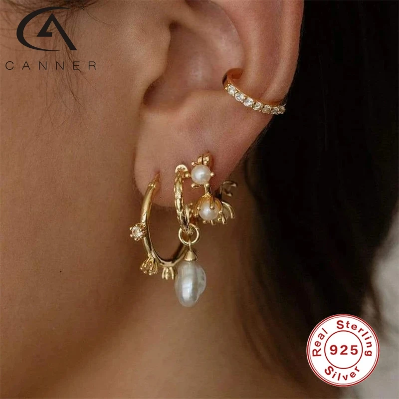 

CANNER Earrings For Women S925 Sterling Silver Piercing Stud Earrings Creative Versatile Geometry Fine Jewelry Pendientes