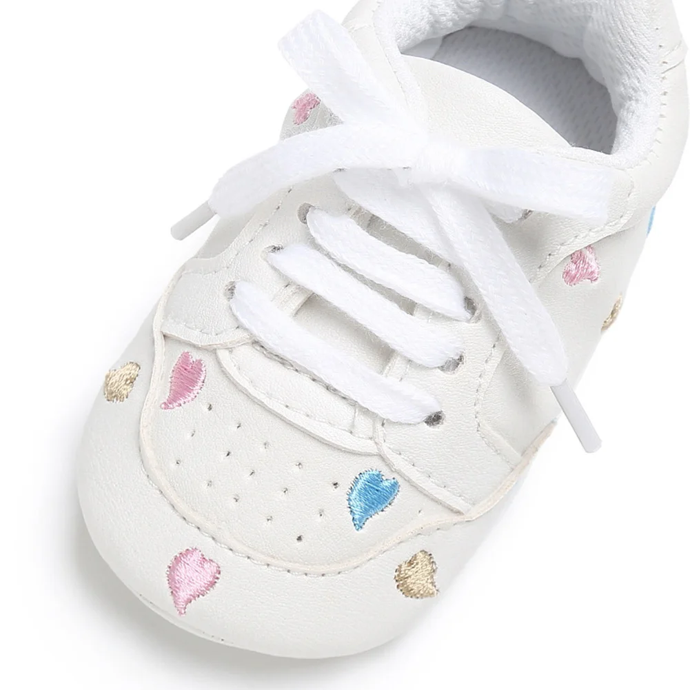 

Embroidery Flower Baby Prewalker Soft Sole PU Leather Lace-up Casual Shoes