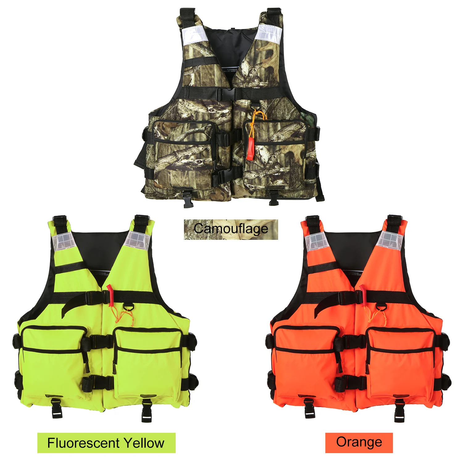 

Water Sport Life Vest Reflective Life Jacket for Kayaking Fishing Sailing Floatation Life Safety Waistcoat