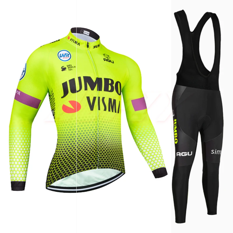 Зима, куртки для велоспорта JUMBO TEAM 9D, велосипедные штаны, Ropa Ciclismo, Мужские Термо флисовые, pro трикотаж для велосипедистов, одежда для велоспорта