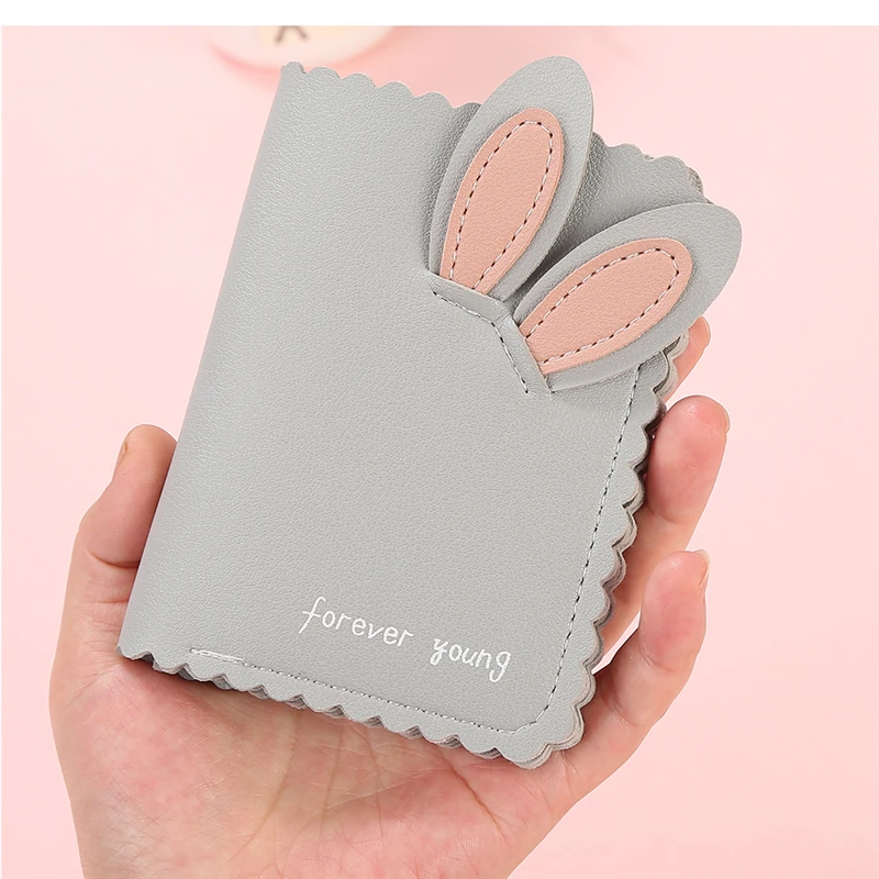 Новинка, женские кошельки Kawaii, милый кролик, держатель для карт, маленький кошелек, женский короткий дизайнерский кошелек, женский кошелек, держатель для денег