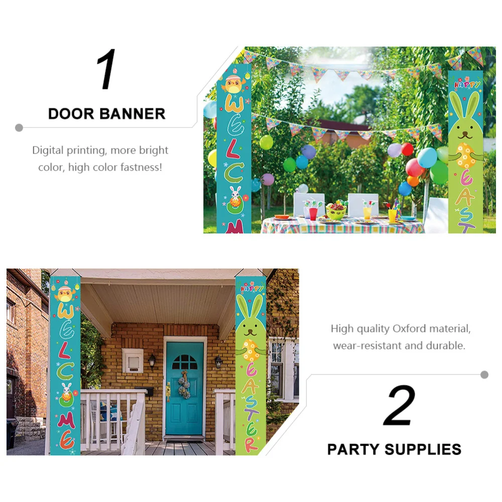 

1 Pair Easter Themed Design Door Banners Porch Signs Door Curtains Home Decor