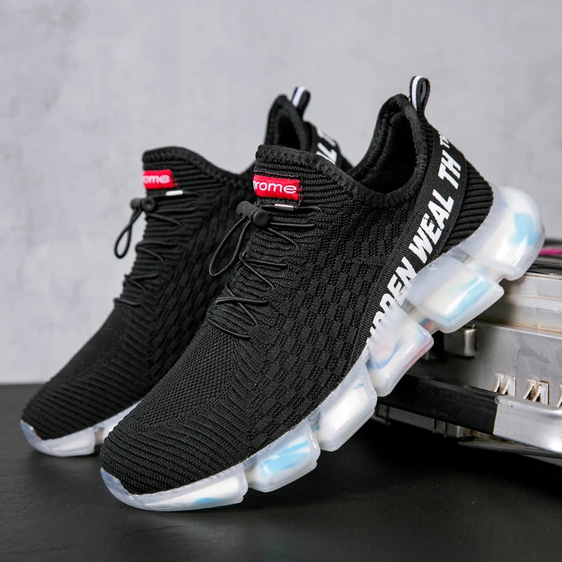 

Men's running shoes, light fashion, breathable, summer flying knitting sports outdoor red large size casual elastic jogging shoe