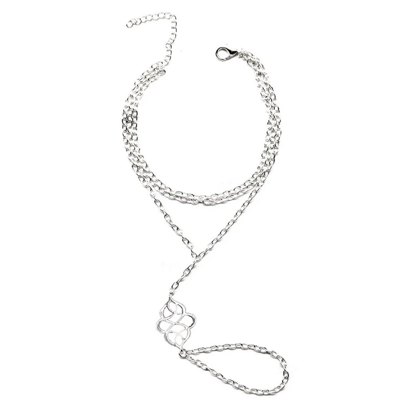 Женский браслет из серебристой цепочки модное Ювелирное Украшение на палец |