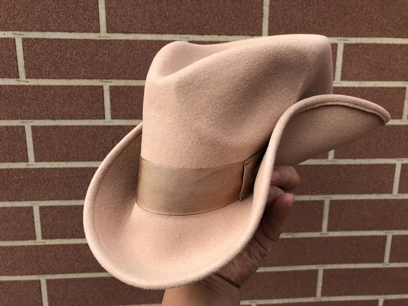 Wool Felt Camel Color Crushable Fedora Hats For Men Women