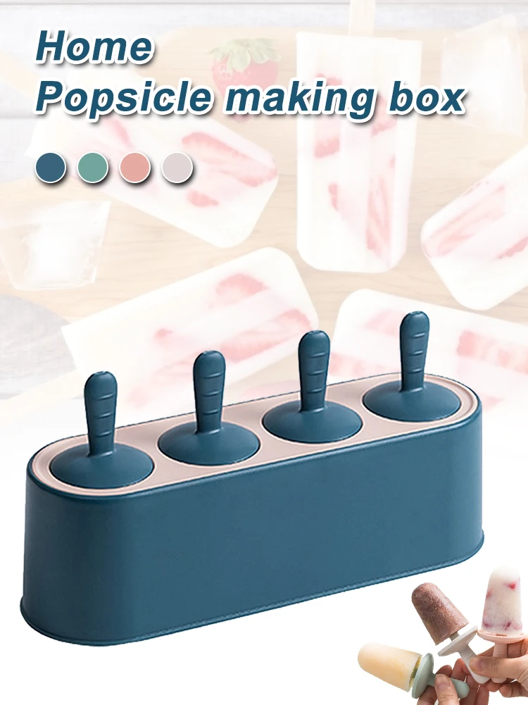 

Home Ice Cream Mold Popsicle DIY Tool Silicone 4-hole Ice Mold Children Dessert Ice Cream Mold Kitchen Tools DIY Ice Cream