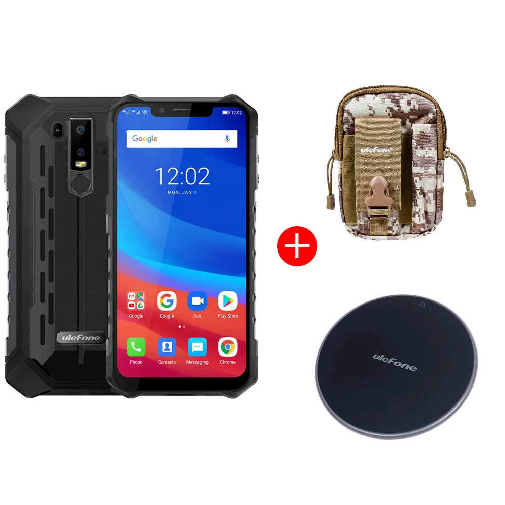 Black Add Bag UF002 Ulefone Armor 6E водонепроницаемый IP68 NFC прочный мобильный телефон Helio P70 Otca-core Android 9,0 4 Гб+ 64 Гб беспроводной зарядки смартфон - Цвет: Black Add Bag UF002