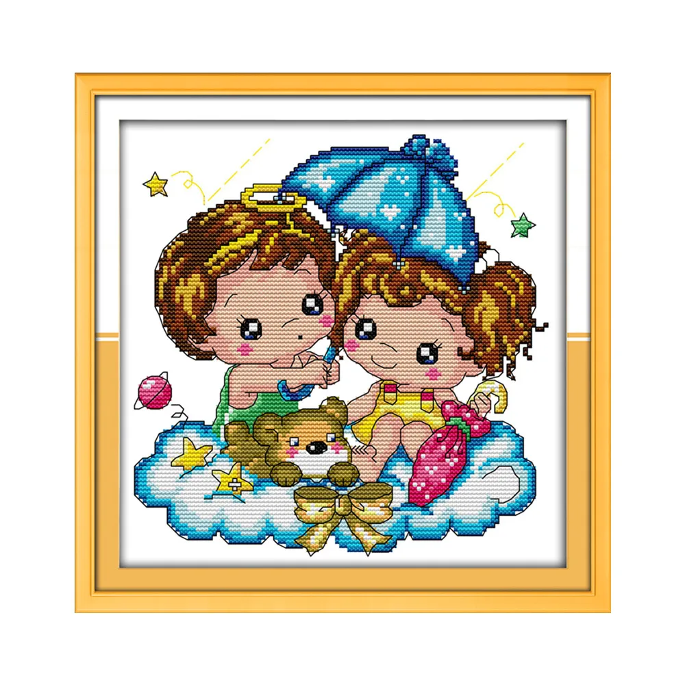 

Feelings In The Rain cross stitch kit DMC stamped aida 18ct 14ct 11ct cloth counted canvas set stitches embroidery handmade