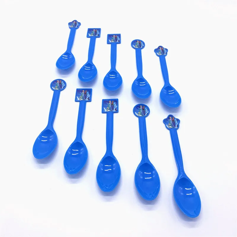 Spoons-10pcs Дисней Принцесса Холодное сердце Анна Эльза 108*180 см День Рождения украшения Детские принадлежности одноразовая посуда скатерть детский душ - Цвет: Spoons-10pcs