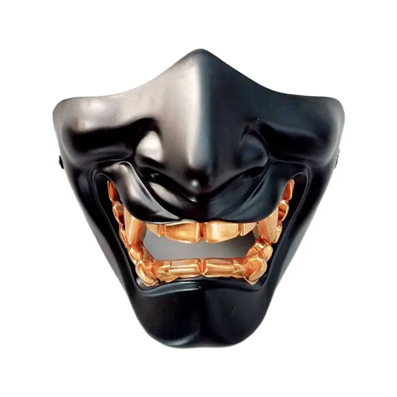 

Halloween Japanese Anime Ghost Half Face Mask Evil Demon Kabuki Cosplay Costume