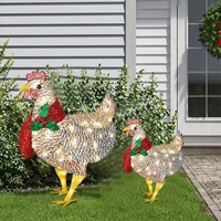 courtyard christmas led night lights solar light with scarf metal chicken sculpture lawn corridor christmas atmosphere decoratio