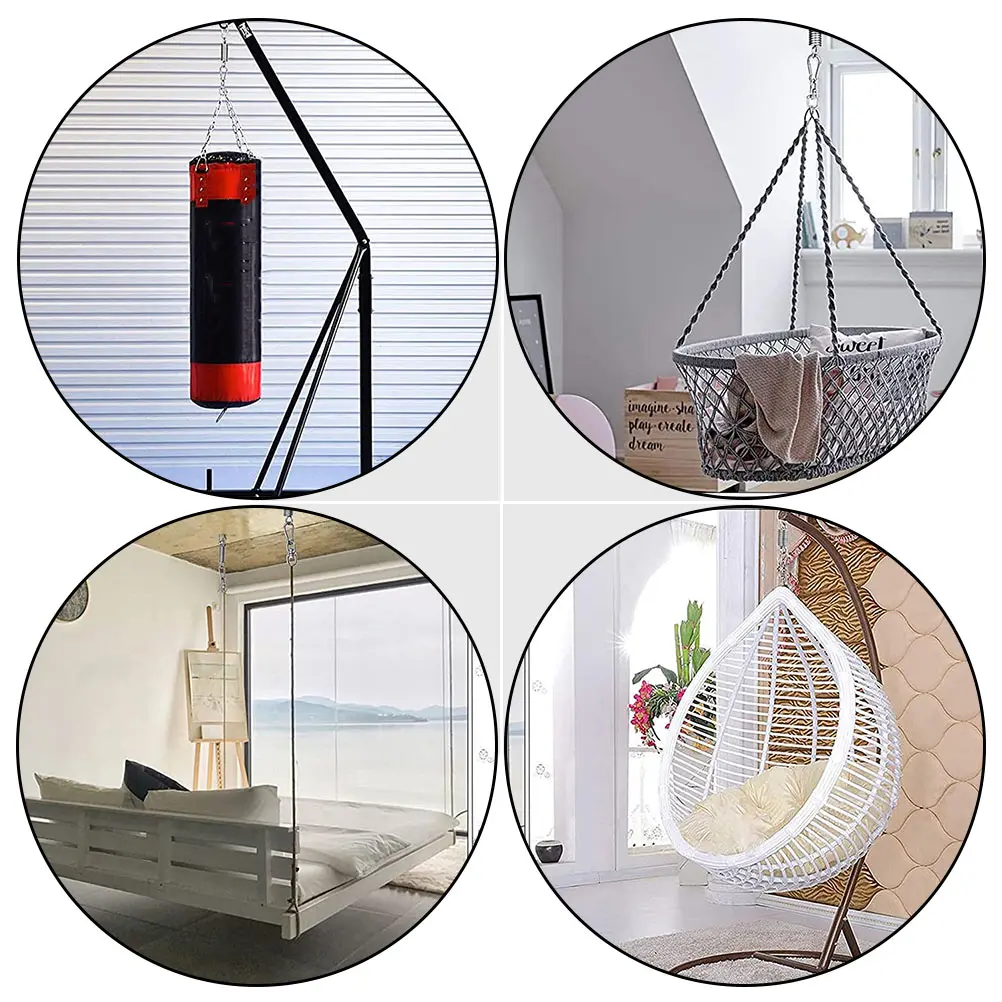 

4pcs/Set Heavy Duty Hammock Hanging Kit Hammock Hooks Carabiners Chair Buffer Rotating Device Outdoor Chair Swing Accessories