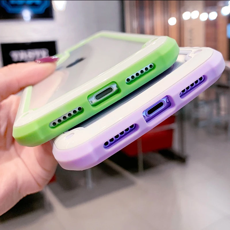 Яркий прозрачный чехол для телефона iPhone 12 11 Pro Max X XR XS 6S 7 8 Plus противоударный бампер