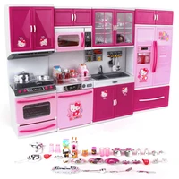 kt kitchen toy simulation mini kitchen girl cooking house set pretend play toy tableware set refrigerator house luxury