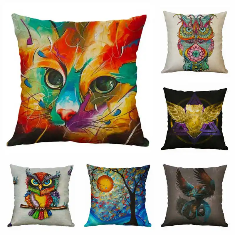 

Animal Bird Owl Cotton Linen Pillow case Cushion Cover Sofa For Home Bedroom Decor Printing