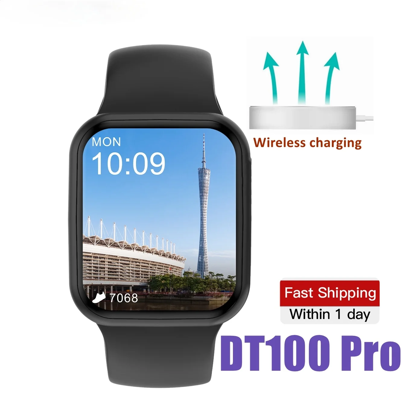 

2021 New IWO DT100 Pro Smartwatch 1.75inch Men Wireless Charging Smart Watch Women Bluetooth Call Fitness Watches PK HW22 Plus