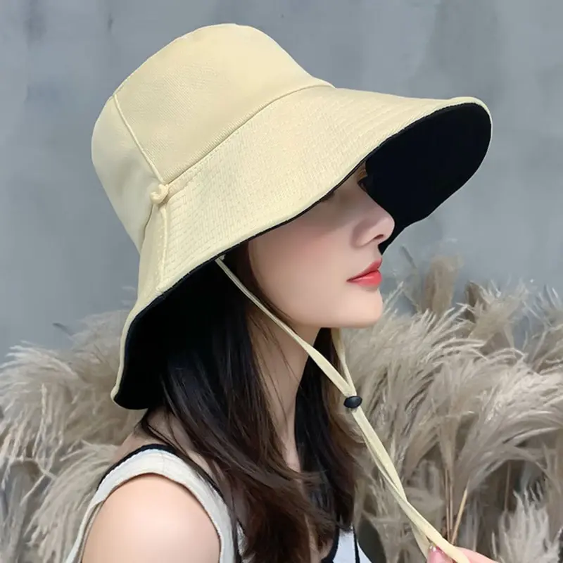 

Both Sides Wear Ladies Summer Beach Wide-Brimmed Sun Hat Girl UV Protection Foldable Fisherman Hat