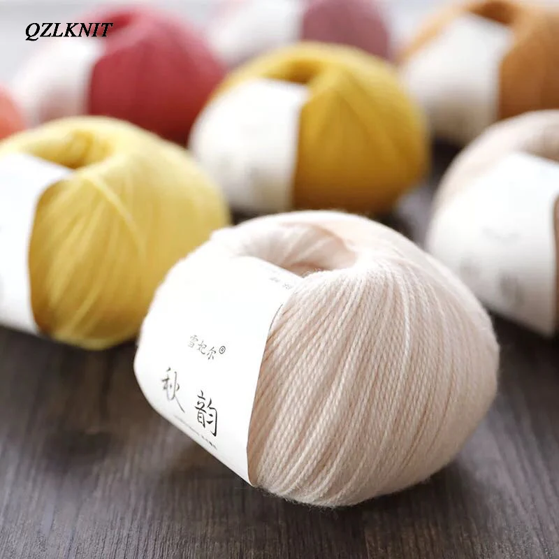 QZLKNIT 50 г/мяч 75% Мериносовая шерстяная пряжа осень/зима мягкая средней тонкости