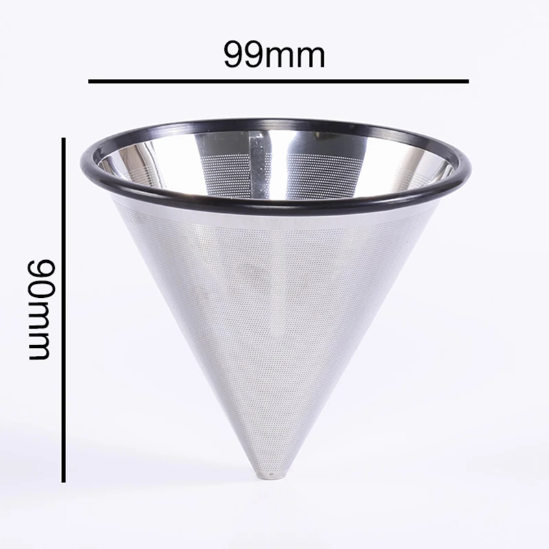 

Stainless Steel Coffee Filter Silver Funnel Cup Cone Drip Mesh Strainer