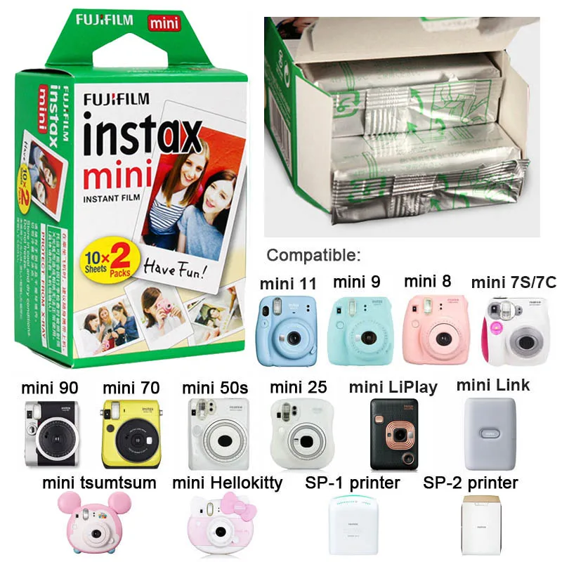 50 шт. листов Fujifilm Instax Mini Film для LiPlay 11 9 8 7s 25 70 90 мгновенная камера LINK Pinter белая рамка