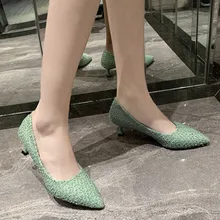 Chaussures à talons hauts pour femmes, chaussures à enfiler confortables et décontractées pour bureau et fête  (2)