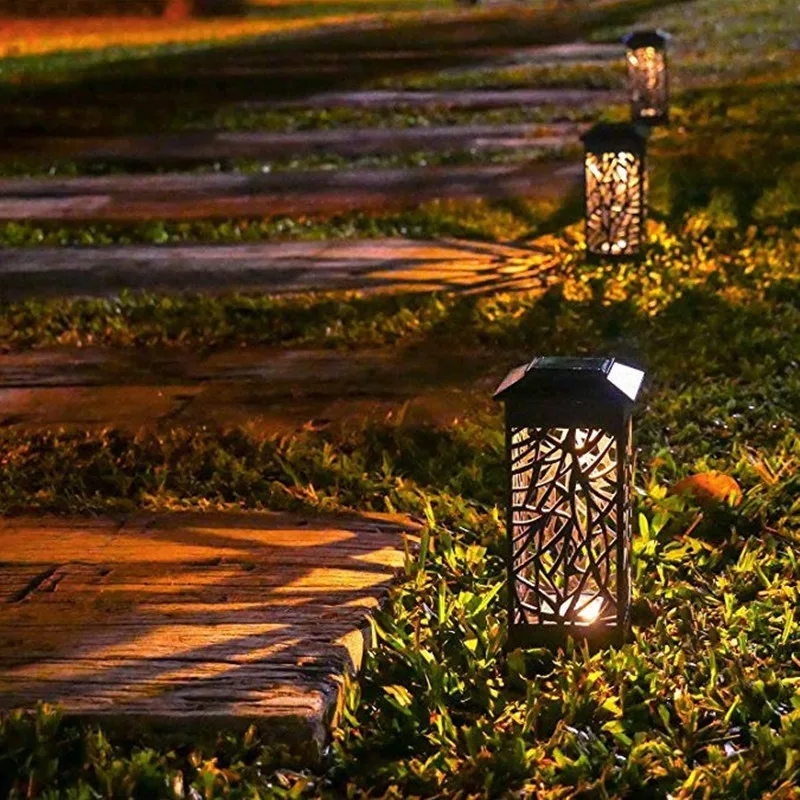 Фонарь для сада с питанием от солнечной панели полая Солнечная лампа газона на