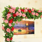 Недорогая декоративная цветочная гирлянда из шелковая искусственная Роза виноградных листьев, 45 голов, 1 шт., ротанг, искусственные