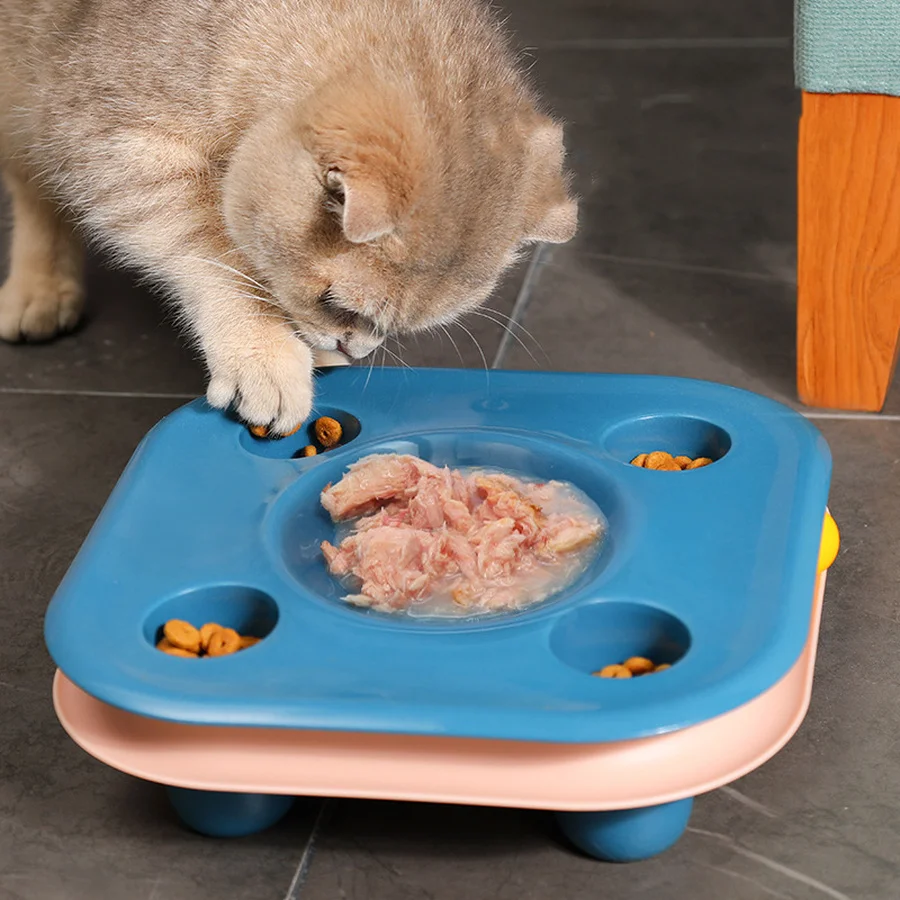 

Cat Feeder Multifunctional Educational Toy Circular Track with Moving Ball Combo Chasing Exercise Kitten Supplies Accessories