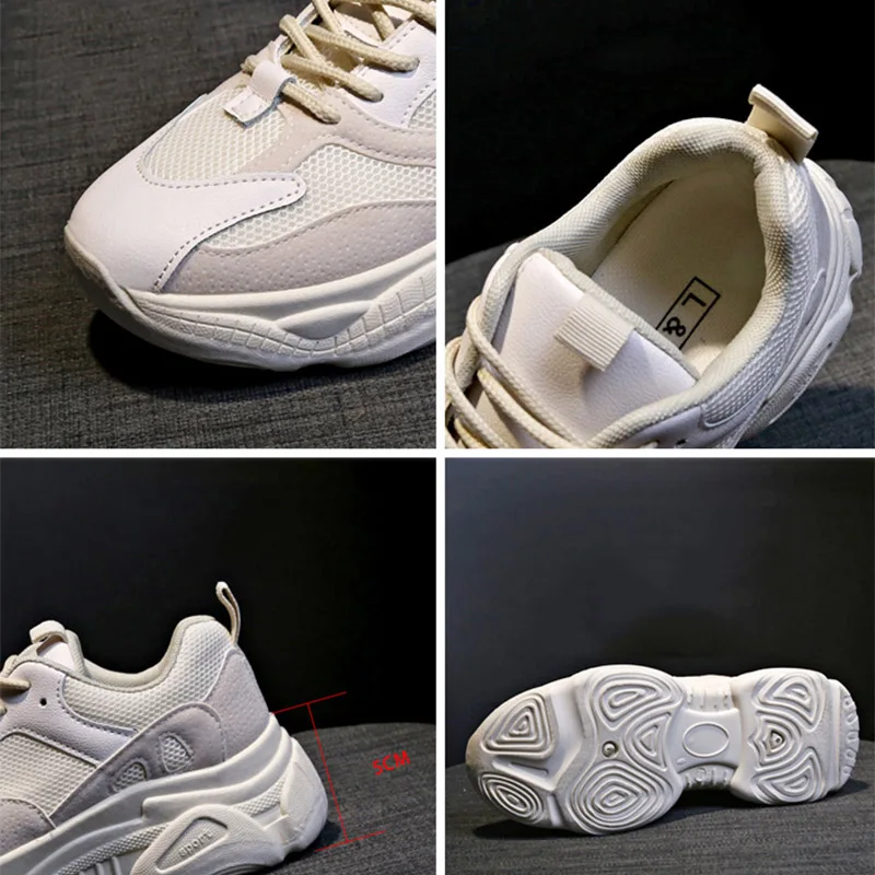

QMJHVX 2020 New Woman Shoes Breathable Mesh Sneakers Increase 3-5 cm Sports Shoes Student Shoes zapatos de mujer