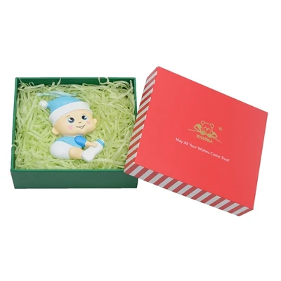 with gift box Милые детские 1st мальчик полирезина Висячие персонализированные рождественские украшения для новорожденных Первый праздник Новогодний подарок украшения - Цвет: with gift box
