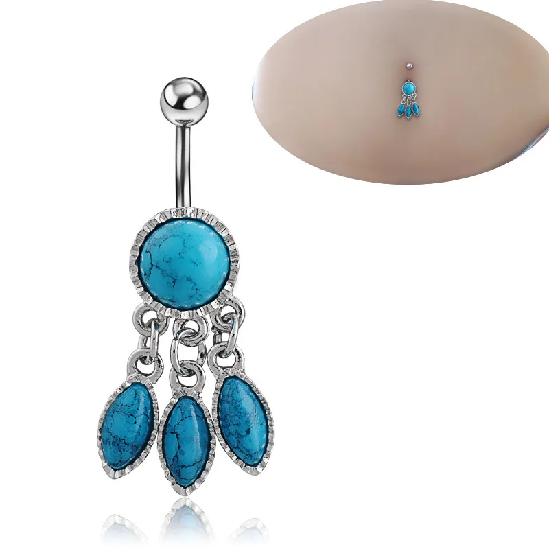 Горячая распродажа винтажных камней шарма из нержавеющей стали для пирсинга пупка.