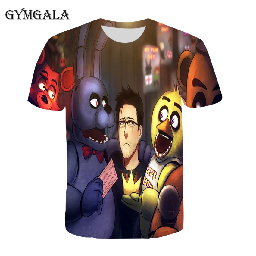 С изображениями персонажей игры пять ночей с Фредди рубашки для мальчиков