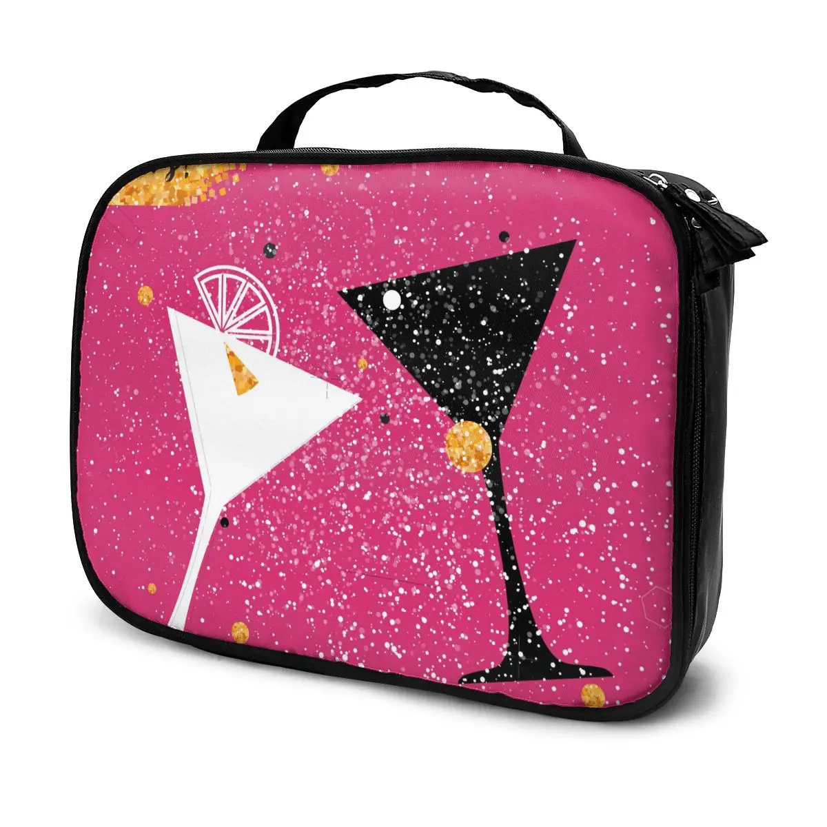 

Для женщин косметичка мартини звенящими очки праздничное органайзер для макияжа, сумка, косметический чехол для путешествий для женщин хра...